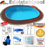 Edelstahl Pool 8,0 x 4,0 x 1,25 m oval Komplettset