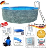 Gartenpool 360 x 120 cm Poolset Stone Pool Steinoptik